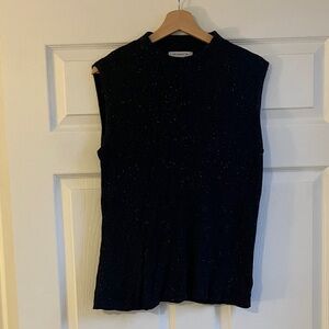 Liz Claiborne Black Sleeveless Speckled Sweater Top